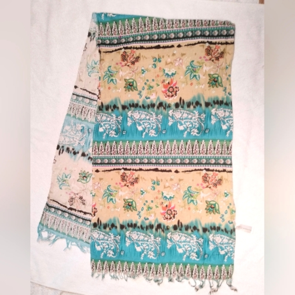 KENZO PARIS Soft Cotton Huge Floral Paisley tie dye style colours bohemian Scarf